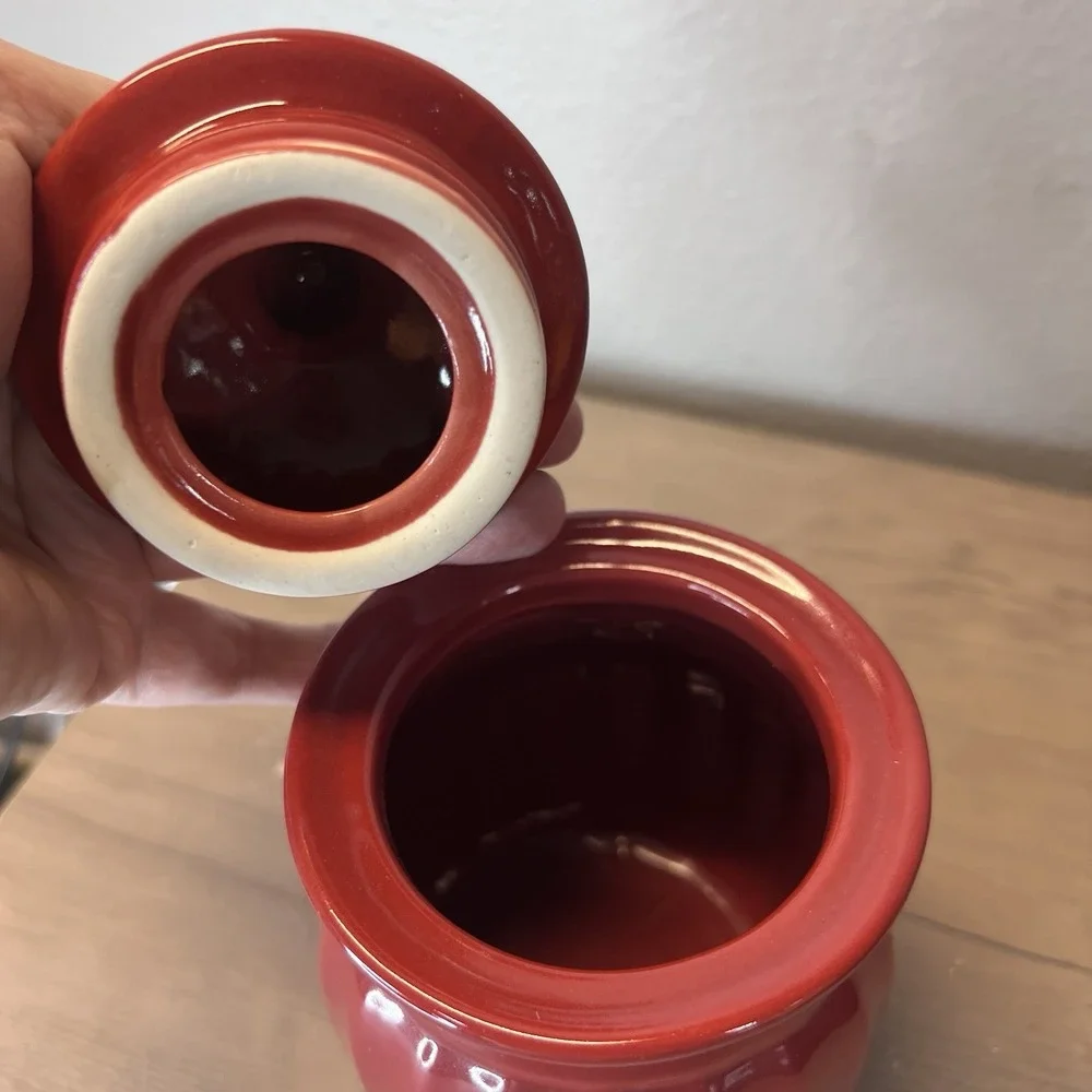 Vintage Ceramic Candle Jars Set of 3 Apple, Pumpkin Flower & Red‎ Canister READ